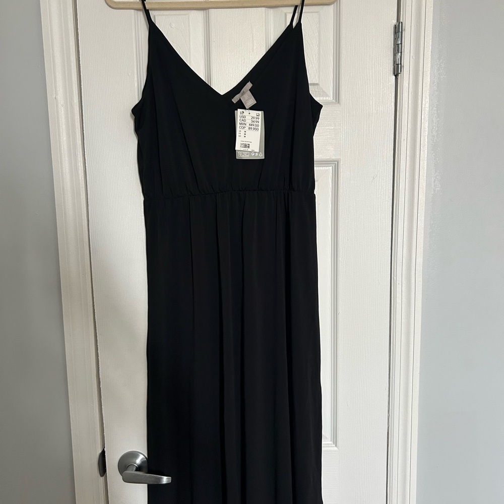 H&M Black Maxi Sundress with Spaghetti Straps